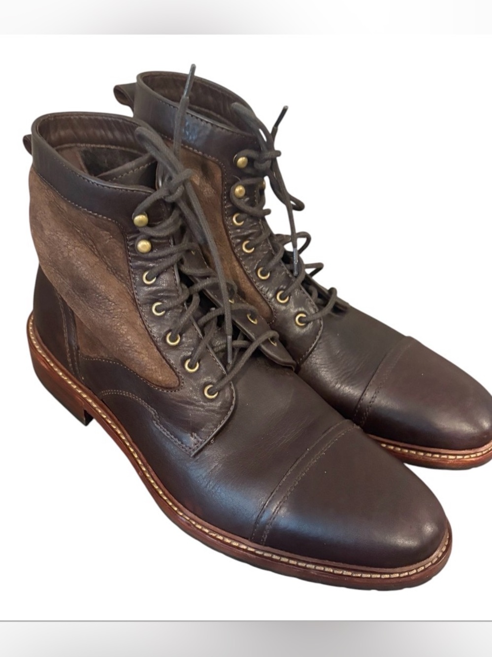 H.S. Trask Lowell Bison Leather Shearling Lined Boots Men’s 12